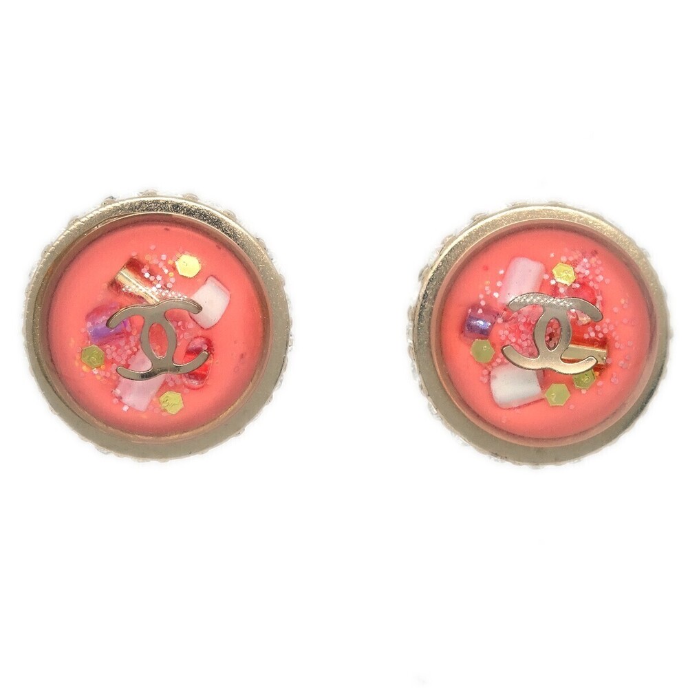 Chanel CC Logo Button Stud Metal with Crystals